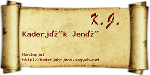 Kaderják Jenő névjegykártya